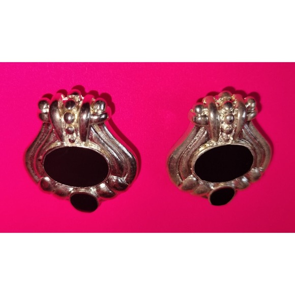 Pendant Set Silver Tone Faux Black Onyx Jewelry Retro Pair Necklace Gift Unique - Picture 6 of 15